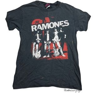 Ramon’s Black Graphic Band Tee Bleach Spots & Holes - Size Small